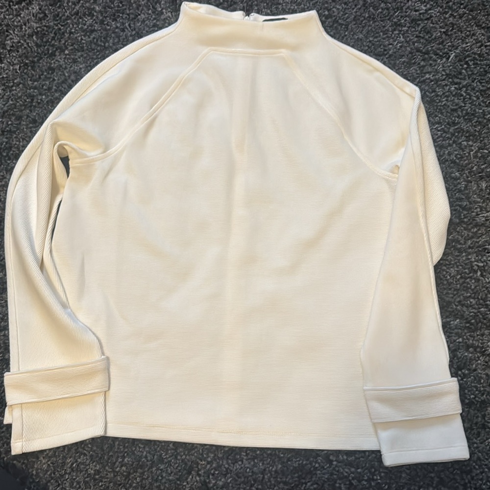 Cream Ann Taylor Mock Neck Top w/ Long Sleeves - Size Small - Picture 4 of 7